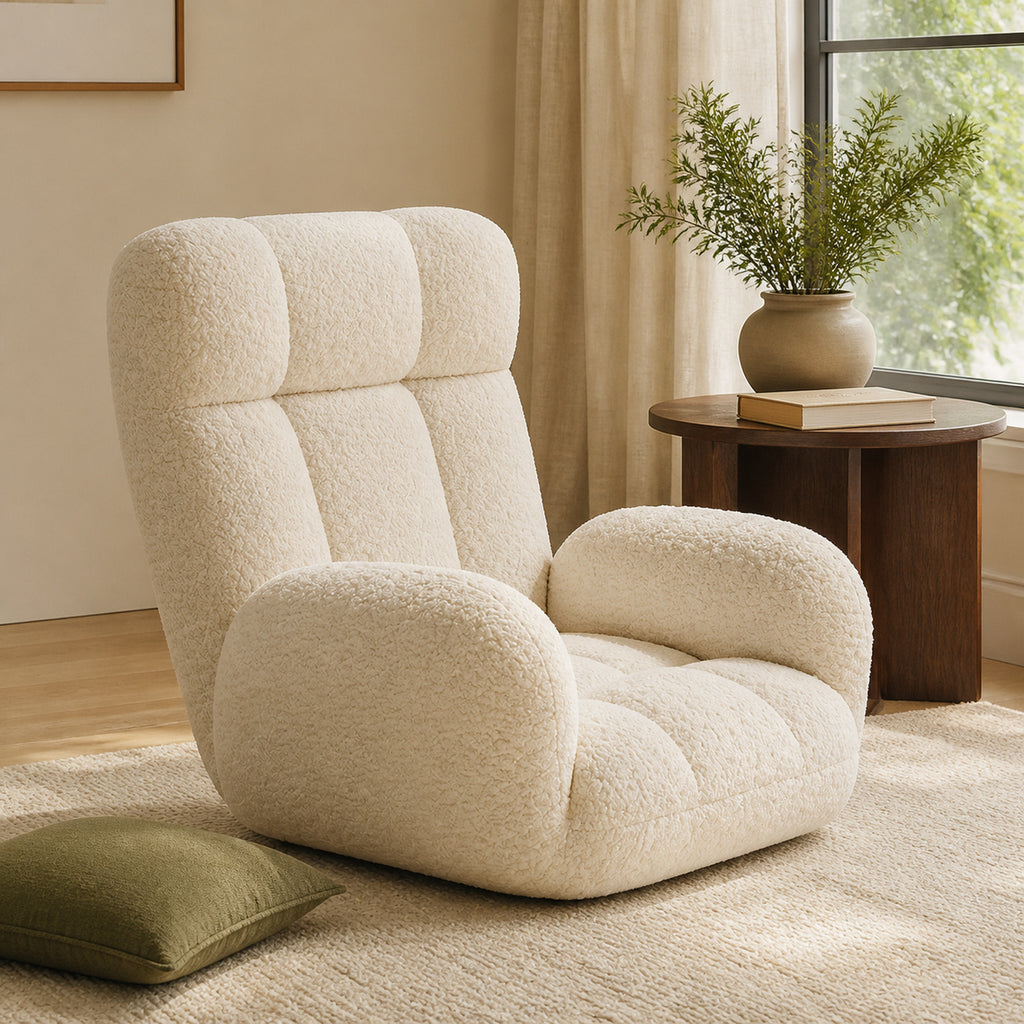 Adjustable Sherpa Floor Lounge Chair with Headrest