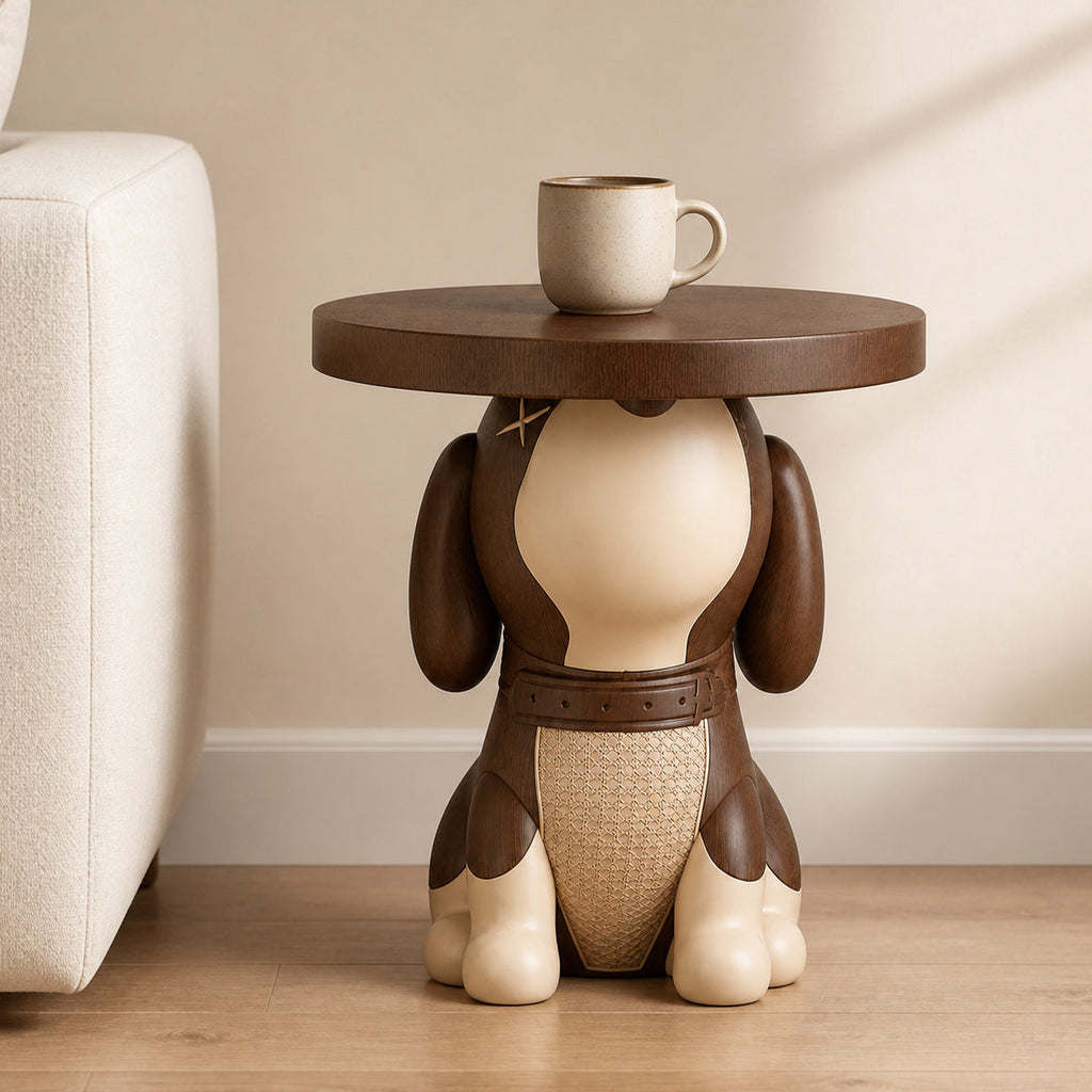 Dog-Shaped Side Table with Bluetooth Speaker & Coin Bank