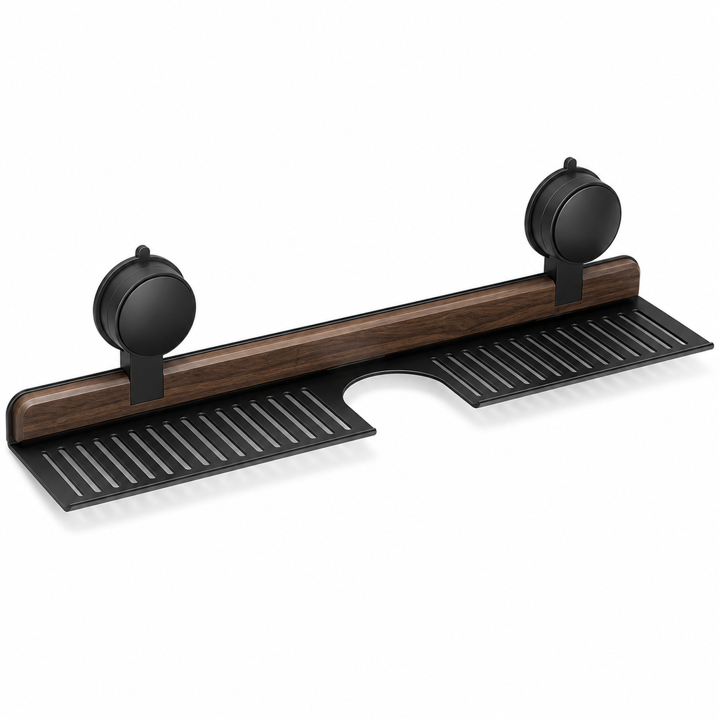No-Drill Suction Bathroom Sink Shelf with Drainage