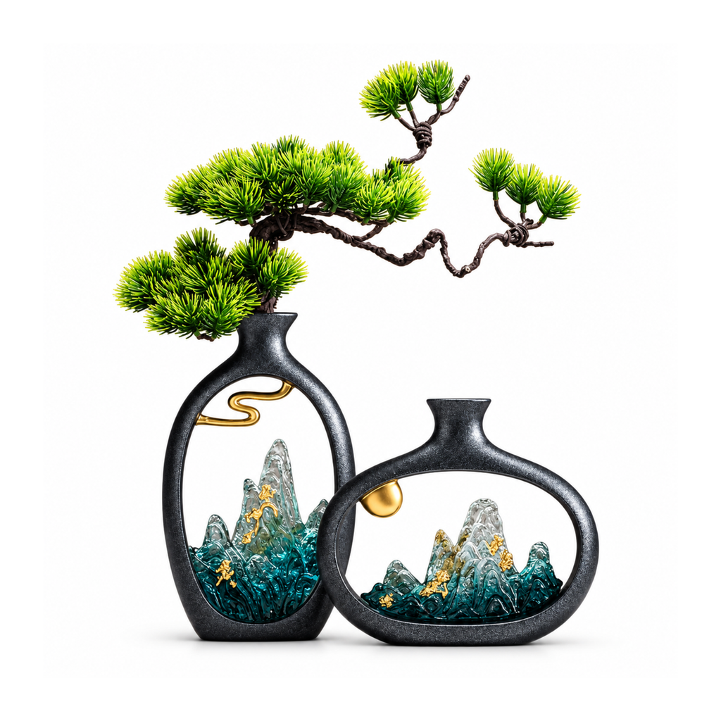 Mountain Vista Faux Bonsai Decor | Resin Landscape Sculpture