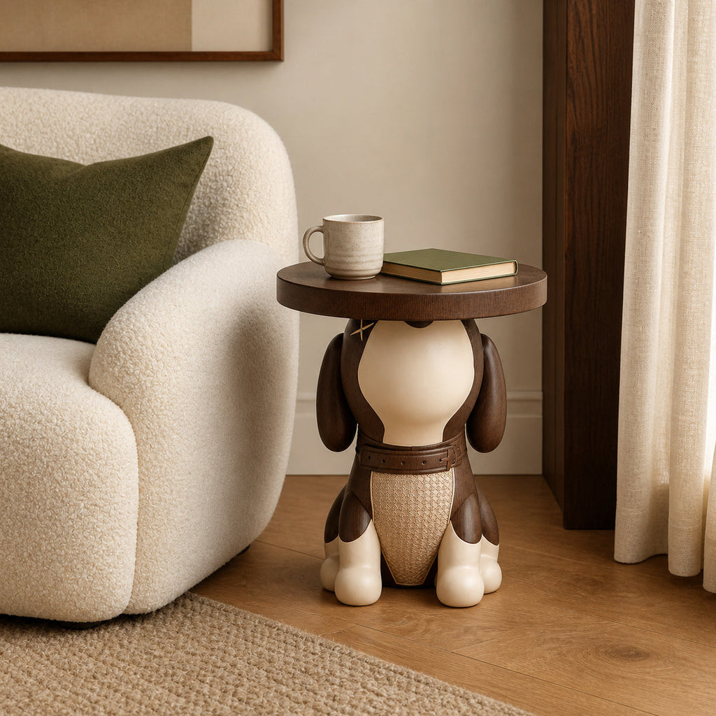 Dog-Shaped Side Table with Bluetooth Speaker & Coin Bank