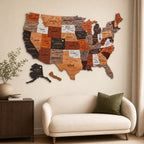 3D Wooden USA Travel Map Wall Art with Star Markers