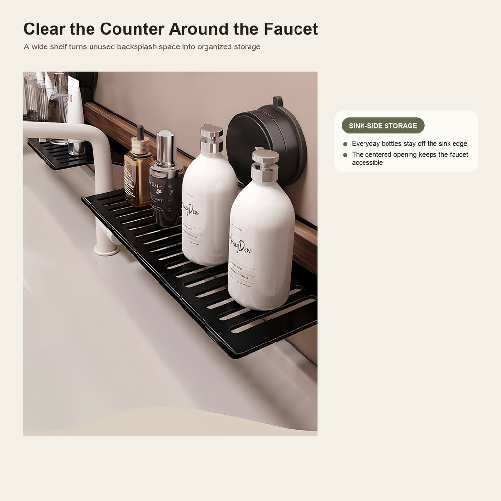 No-Drill Suction Bathroom Sink Shelf with Drainage