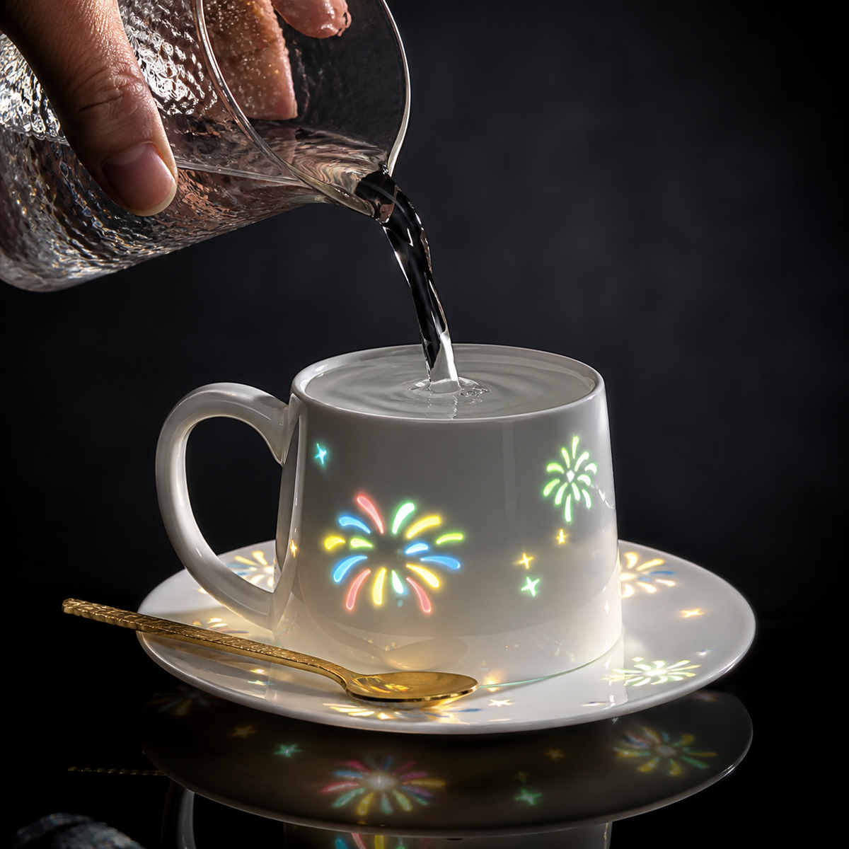 Starlight Jingdezhen Linglong Porcelain Cup Gift Set