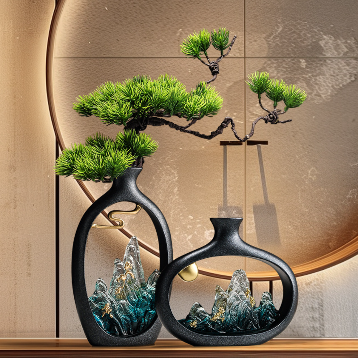 Mountain Vista Faux Bonsai Decor | Resin Landscape Sculpture