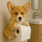 Paws & Roll Dog Toilet Paper Holder | Wall-Mounted Resin Bathroom Decor