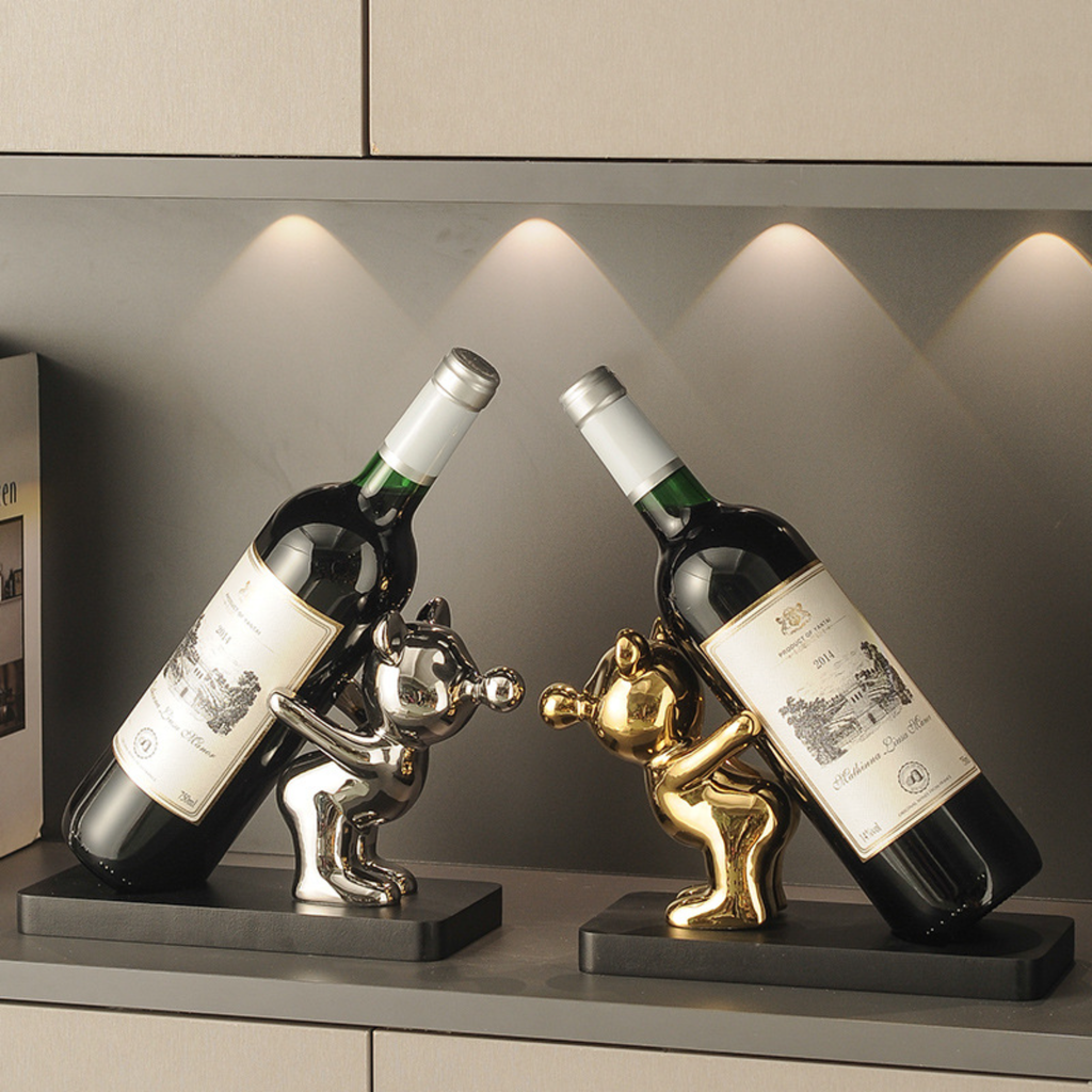 Cheers & Charm Ceramic Animal Wine Bottle Holder