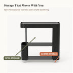 Slim Rolling Side Table with Touch Light and Storage
