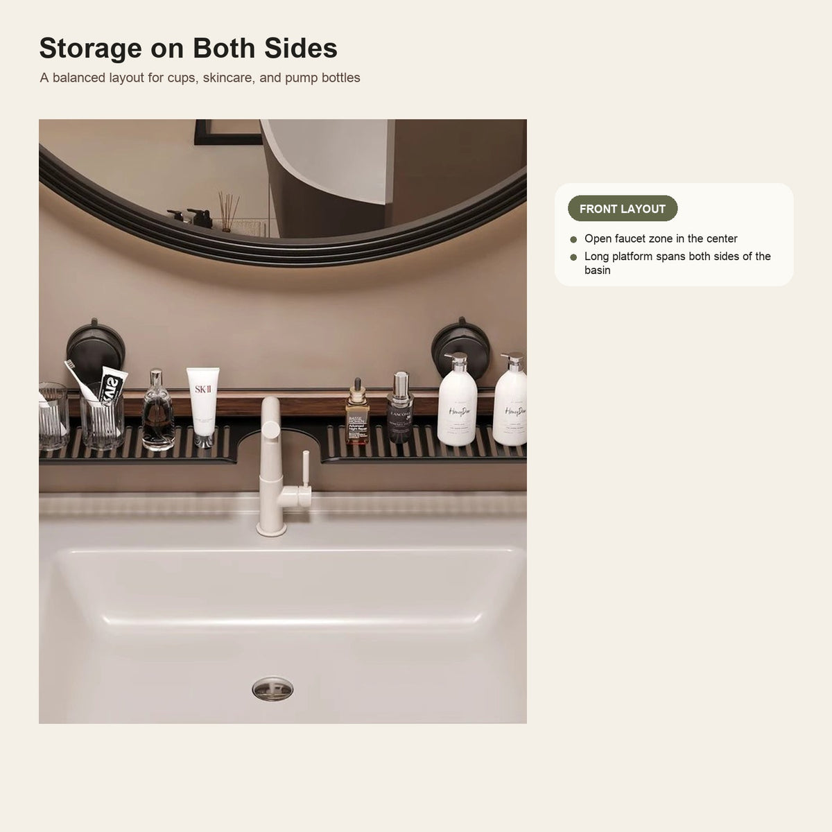 No-Drill Suction Bathroom Sink Shelf with Drainage