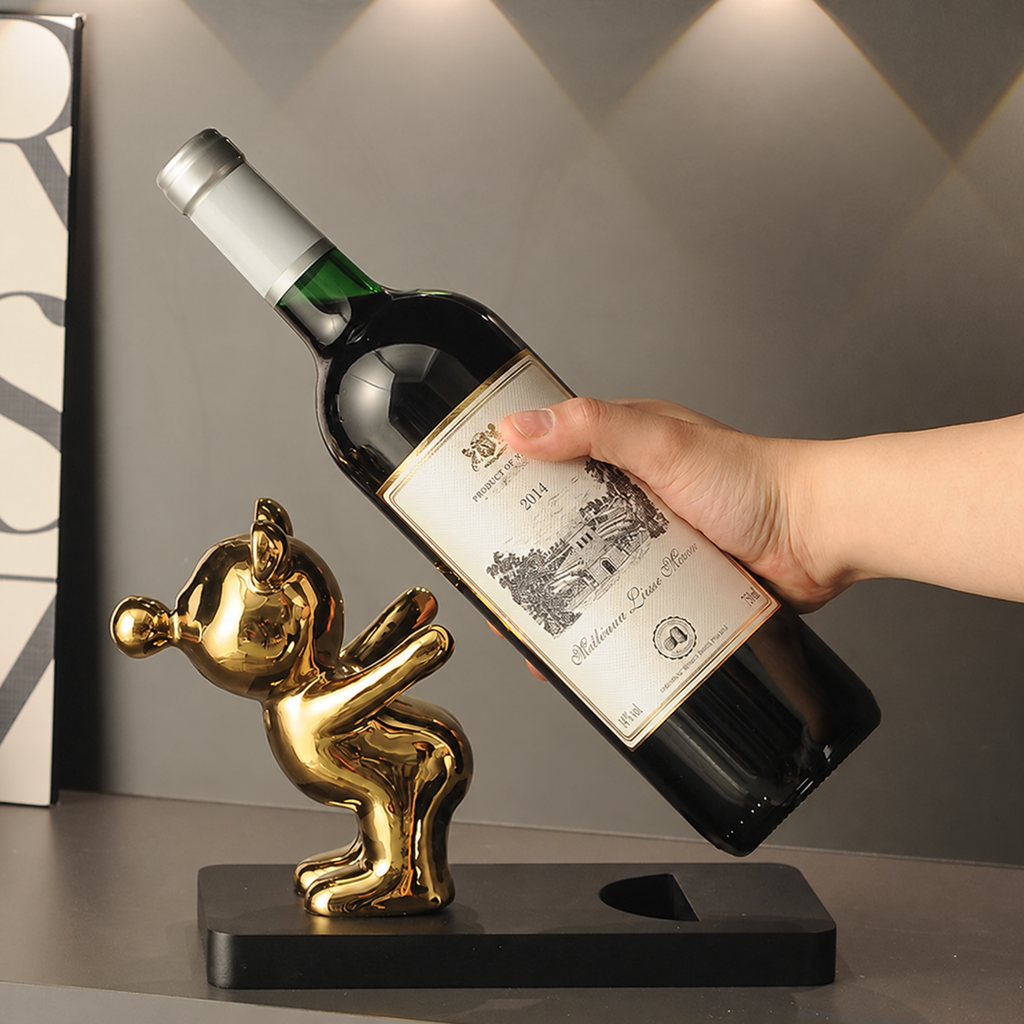 Cheers & Charm Ceramic Animal Wine Bottle Holder