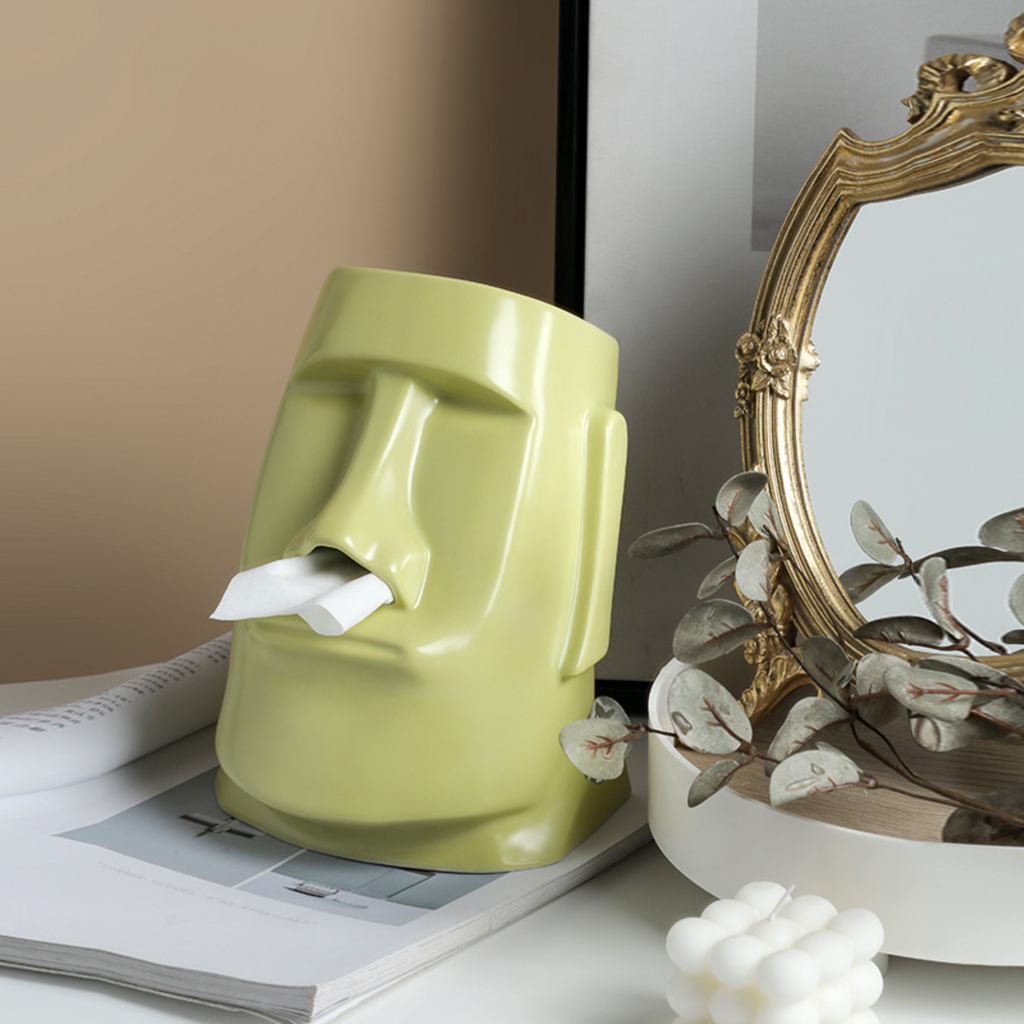 Sculptural Ceramic Tissue Box Cover | Decorative Face Tissue Holder