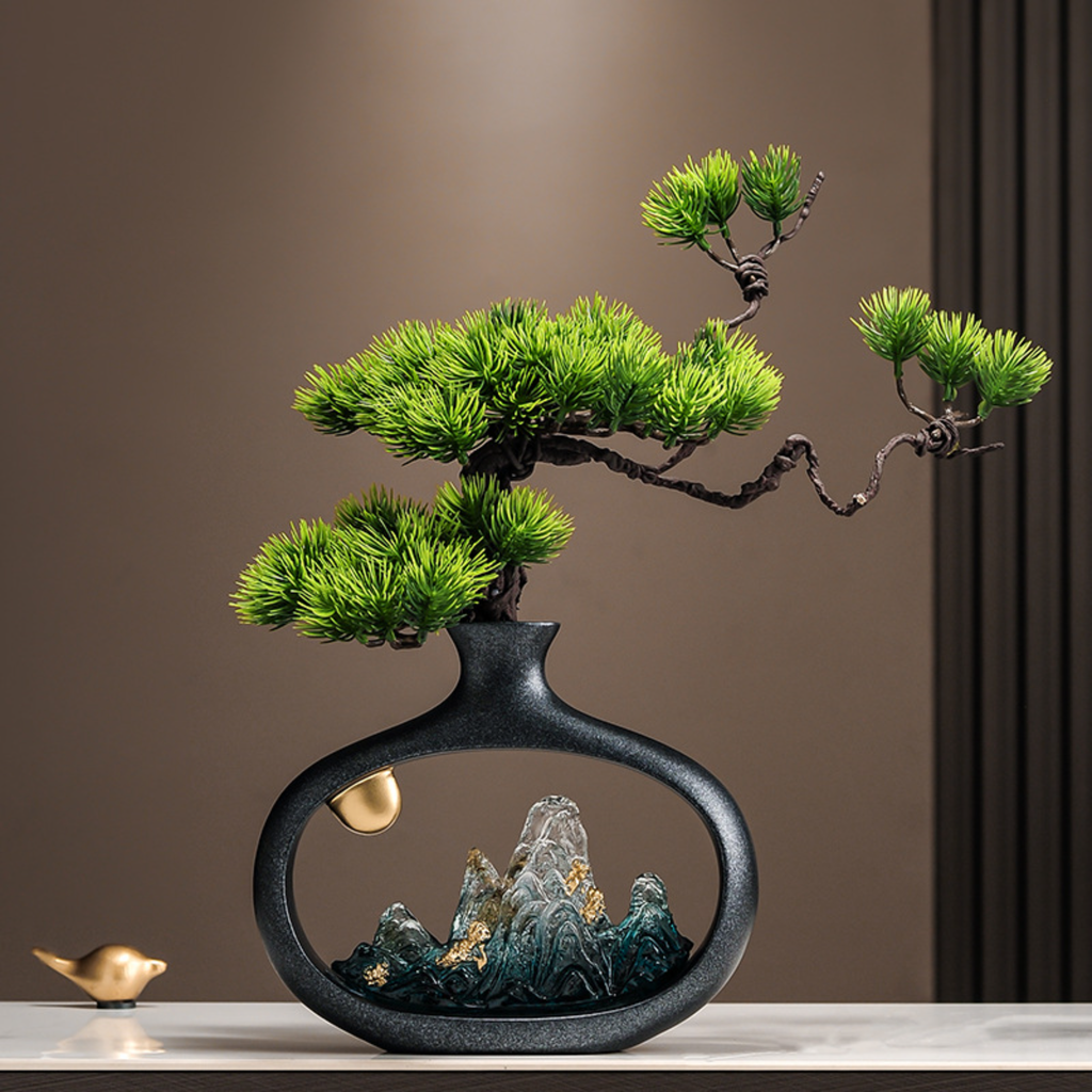 Mountain Vista Faux Bonsai Decor | Resin Landscape Sculpture