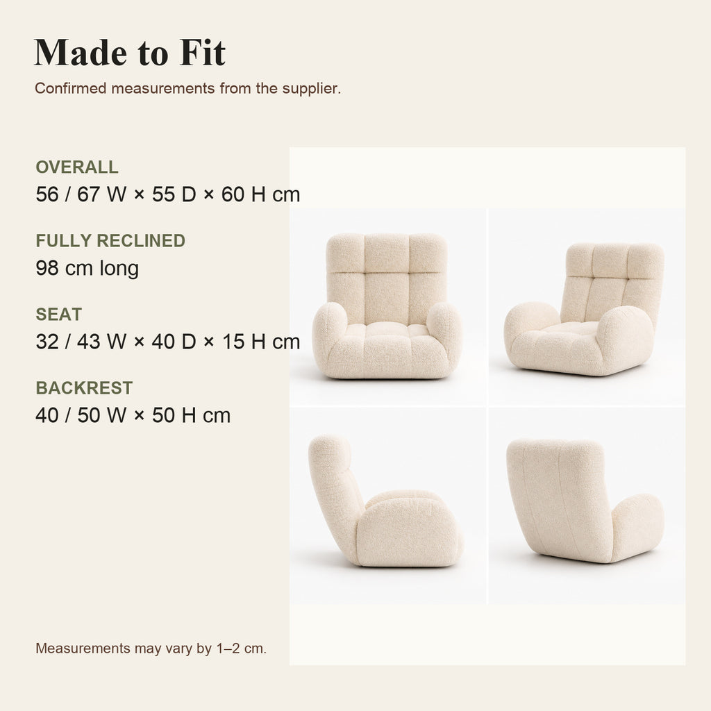 Adjustable Sherpa Floor Lounge Chair with Headrest