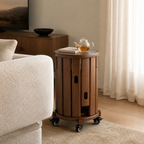 Space-Saving Nesting Stool Set with Rolling Side Table