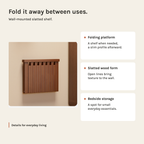 FoldAway Wall-Mounted Wood Shelf | Folding Bedside Table for Small Spaces