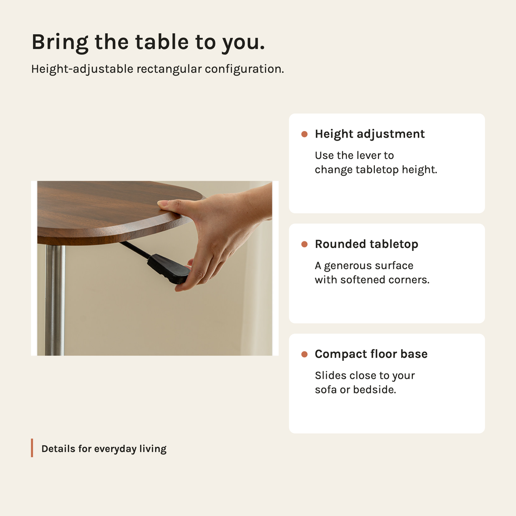 FlexLift Adjustable-Height Sofa Side Table & Laptop Desk