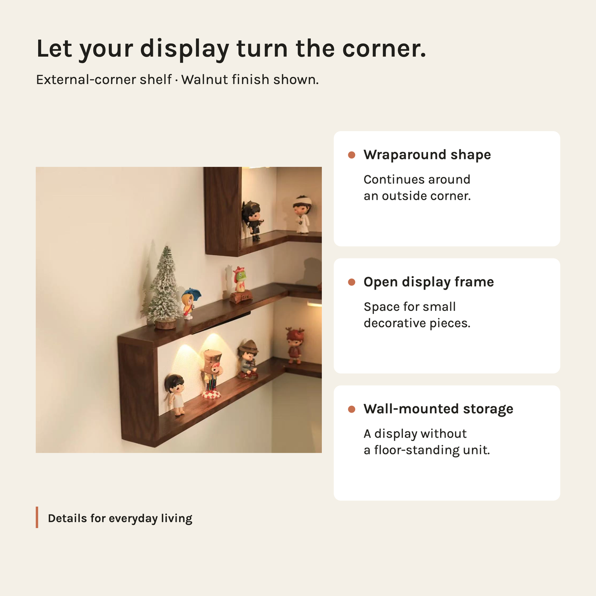 CornerFrame Wraparound Corner Wall Shelf