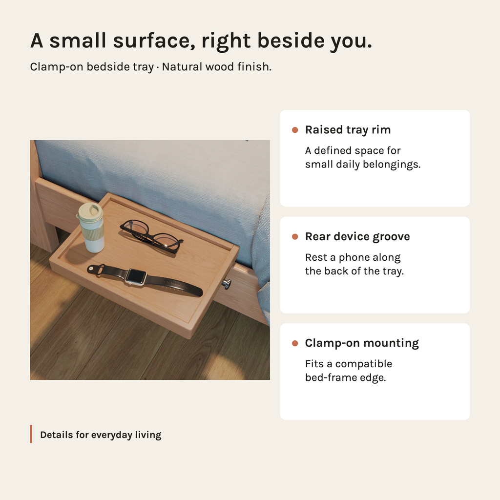 FoldMate Fold-Down Clamp-On Bedside Shelf