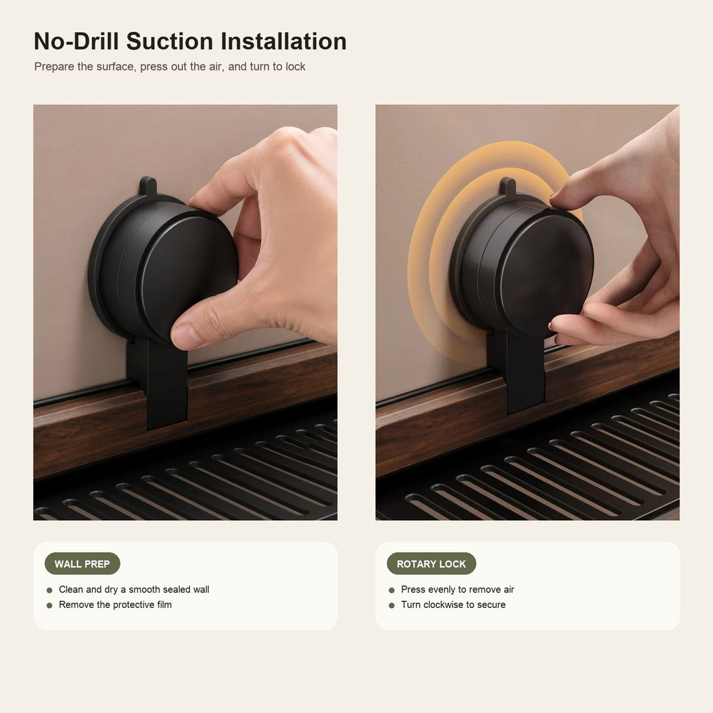 No-Drill Suction Bathroom Sink Shelf with Drainage