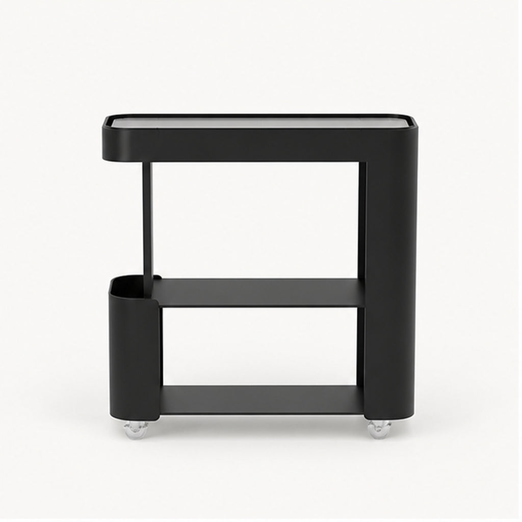 Slim Rolling Side Table with Touch Light and Storage