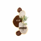 Modern Digital Wall Clock with Shelf, Vase & Backlight