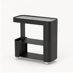 Slim Rolling Side Table with Touch Light and Storage