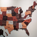 3D Wooden USA Travel Map Wall Art with Star Markers