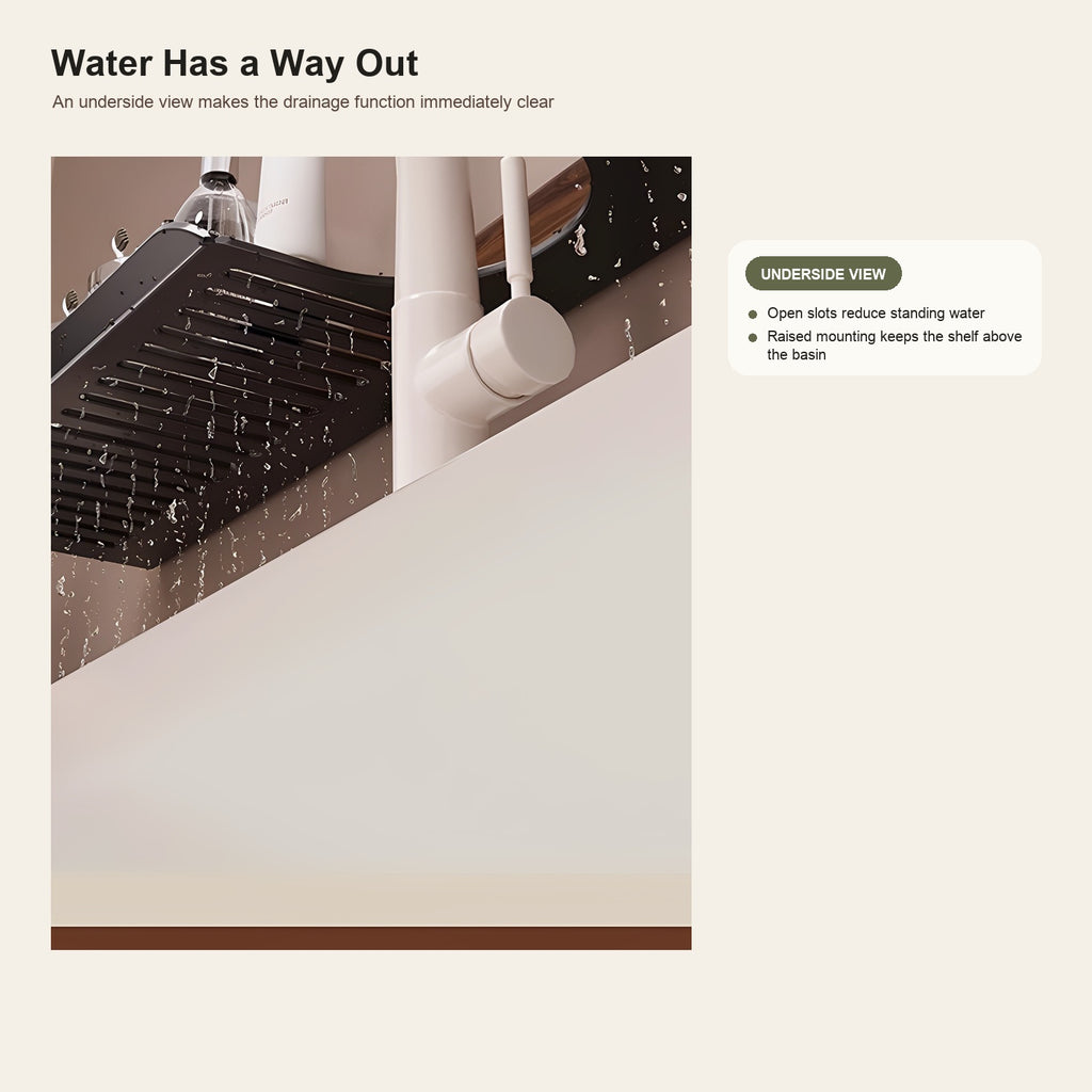 No-Drill Suction Bathroom Sink Shelf with Drainage