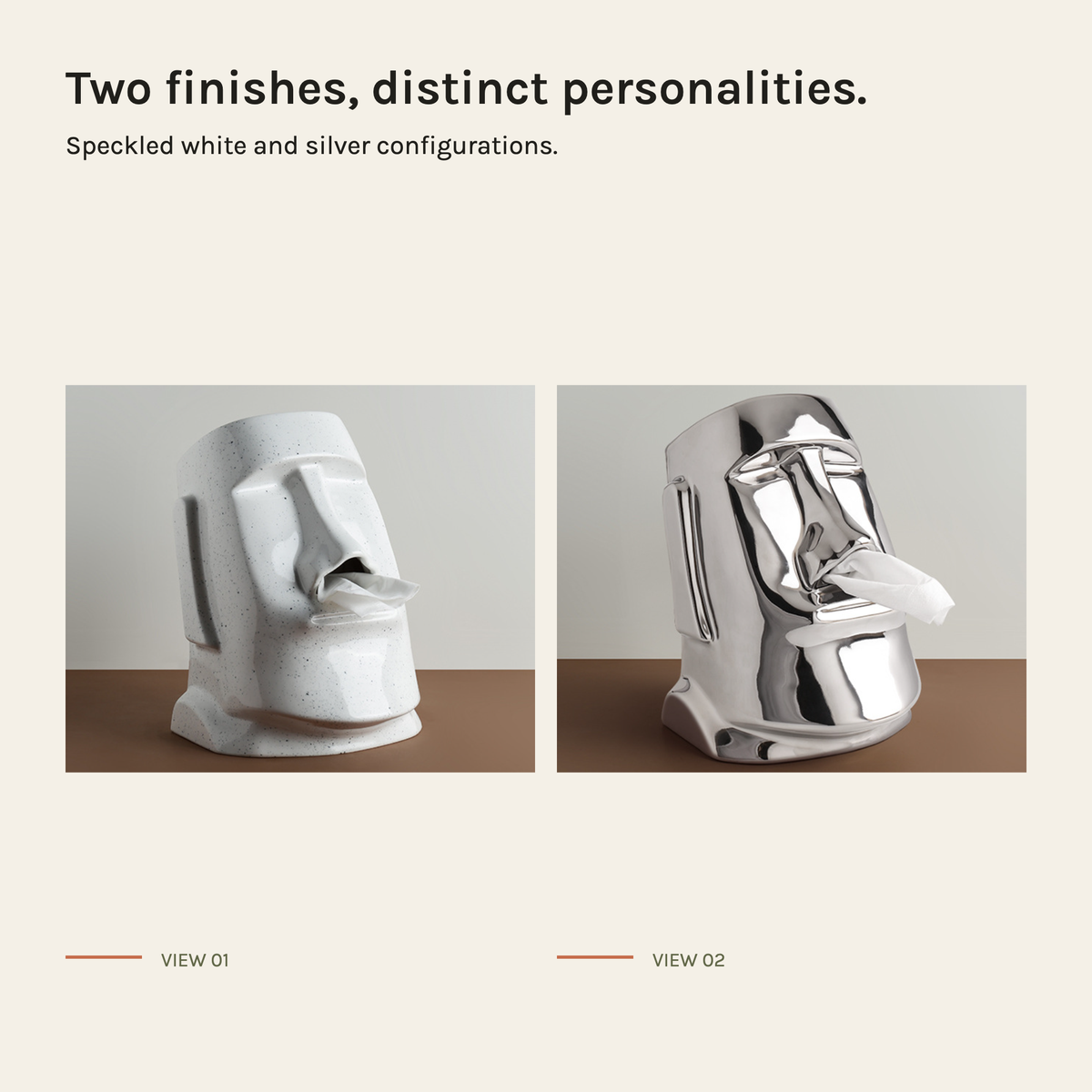 Sculptural Ceramic Tissue Box Cover | Decorative Face Tissue Holder