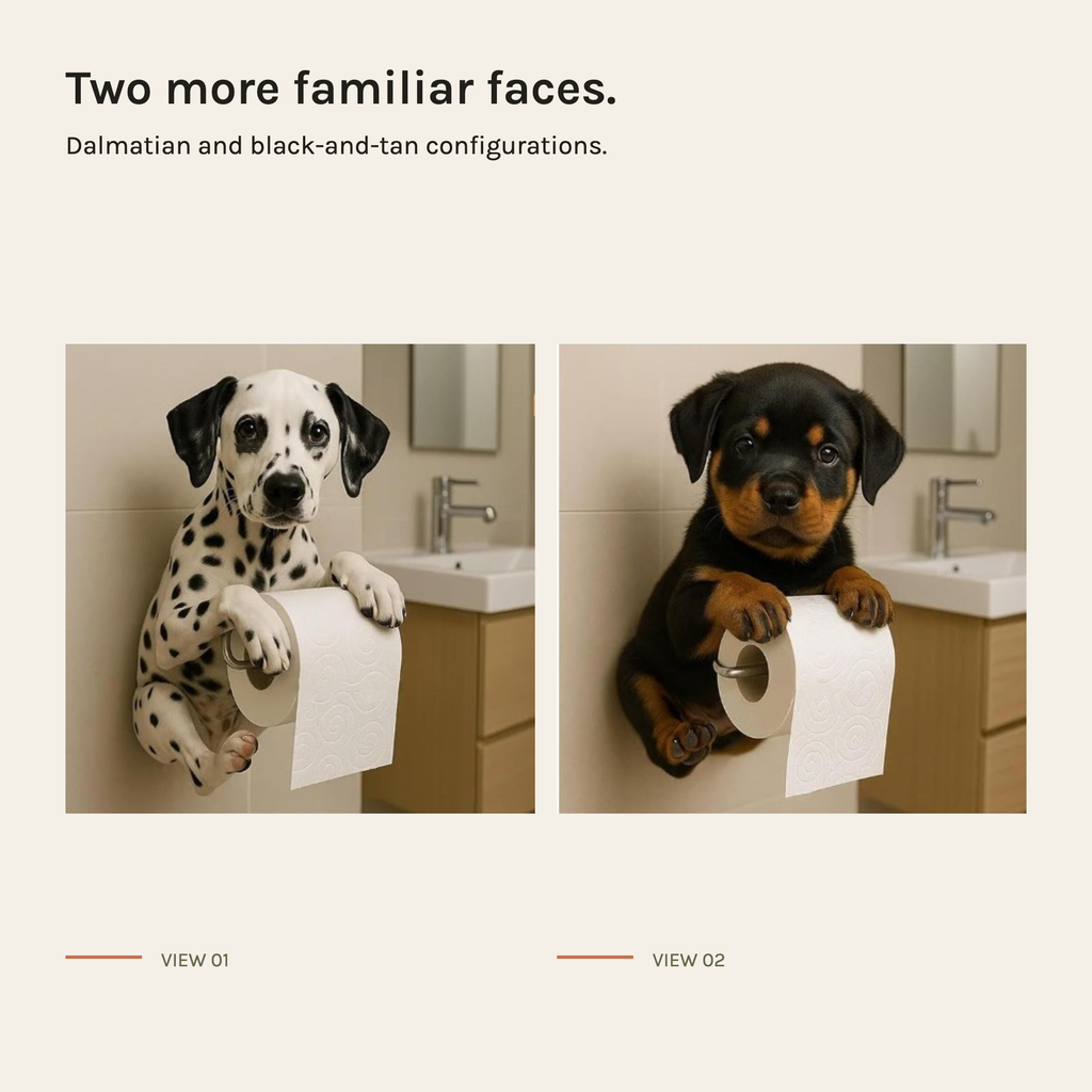 Paws & Roll Dog Toilet Paper Holder | Wall-Mounted Resin Bathroom Decor