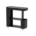 Slim Rolling Side Table with Touch Light and Storage