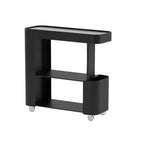 Slim Rolling Side Table with Touch Light and Storage