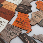 3D Wooden USA Travel Map Wall Art with Star Markers