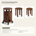 Space-Saving Nesting Stool Set with Rolling Side Table