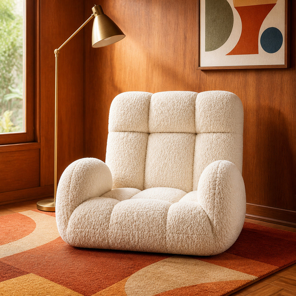 Adjustable Sherpa Floor Lounge Chair with Headrest