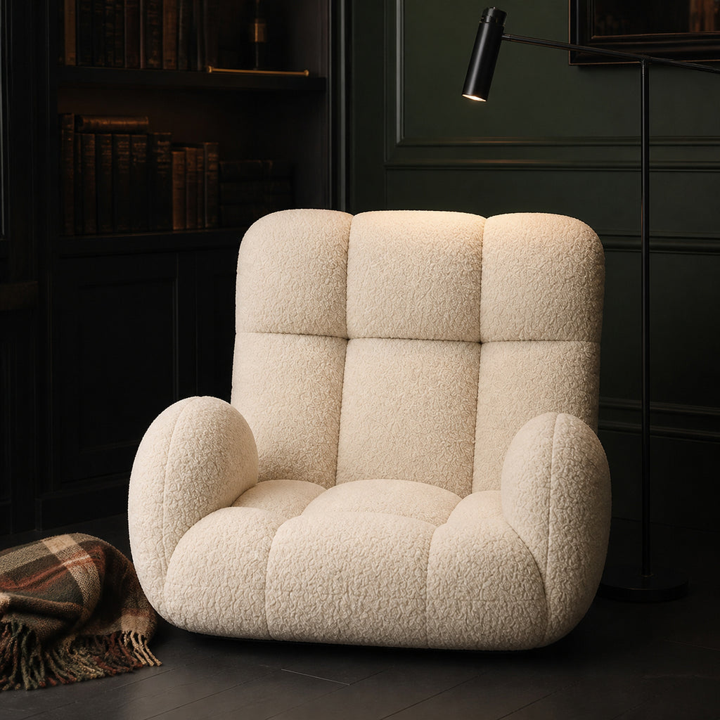 Adjustable Sherpa Floor Lounge Chair with Headrest