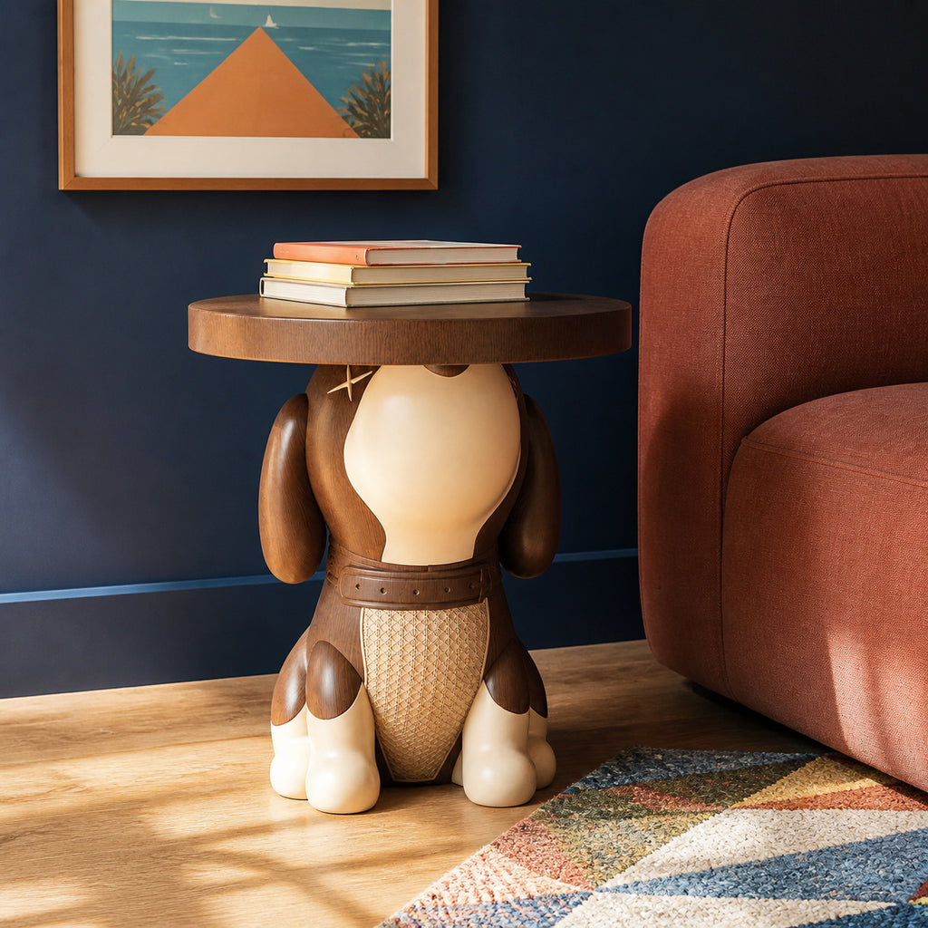 Dog-Shaped Side Table with Bluetooth Speaker & Coin Bank