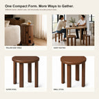 Space-Saving Nesting Stool Set with Rolling Side Table