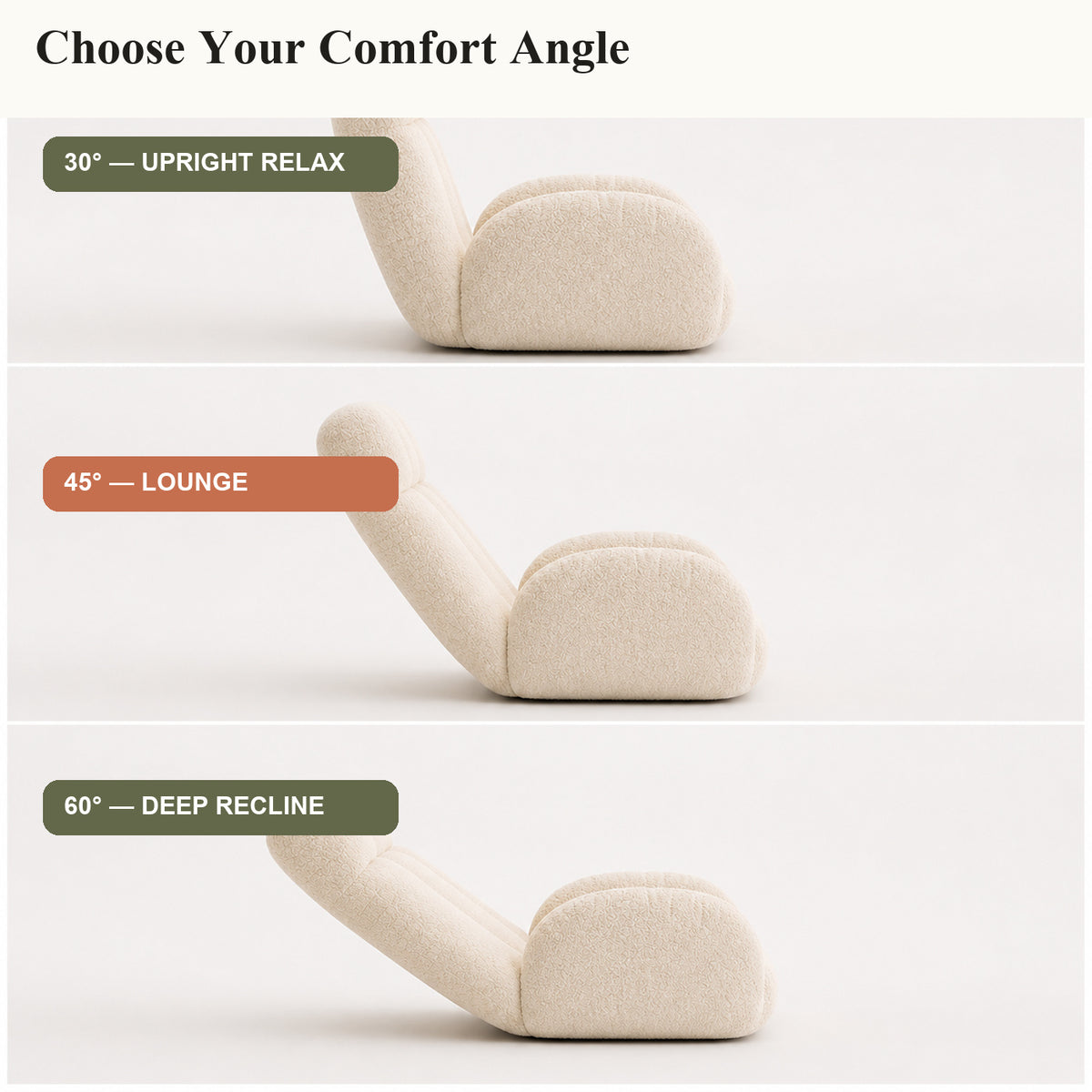 Adjustable Sherpa Floor Lounge Chair with Headrest