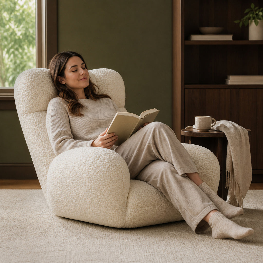 Adjustable Sherpa Floor Lounge Chair with Headrest