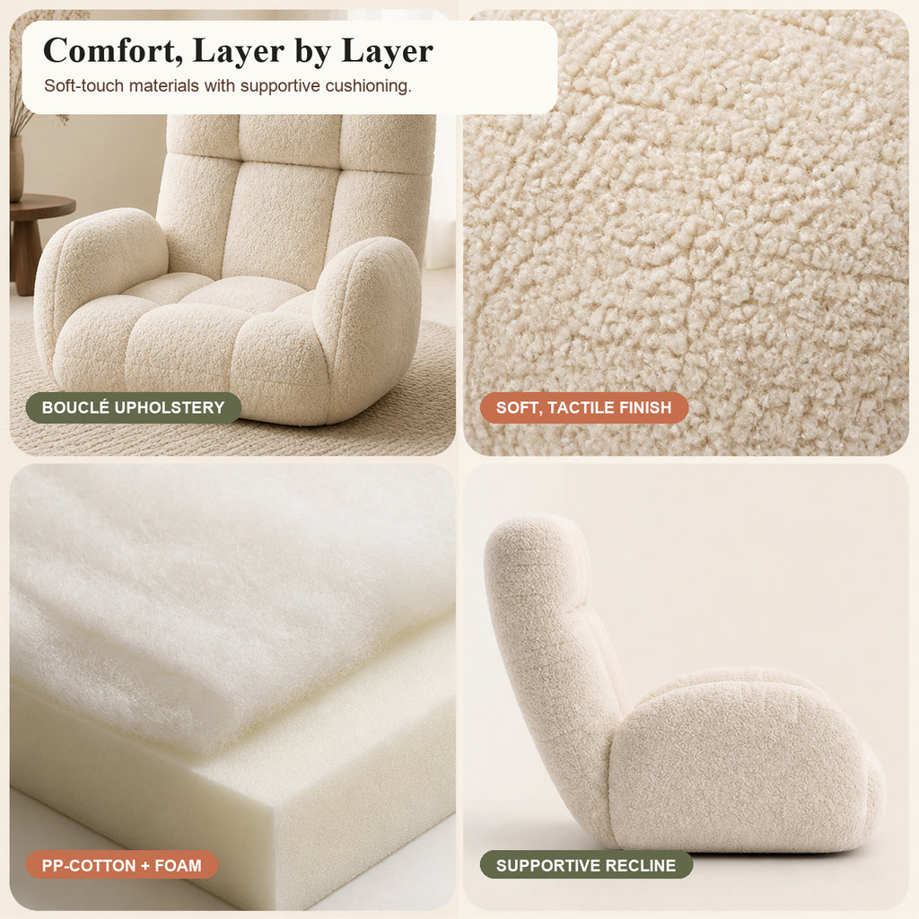 Adjustable Sherpa Floor Lounge Chair with Headrest