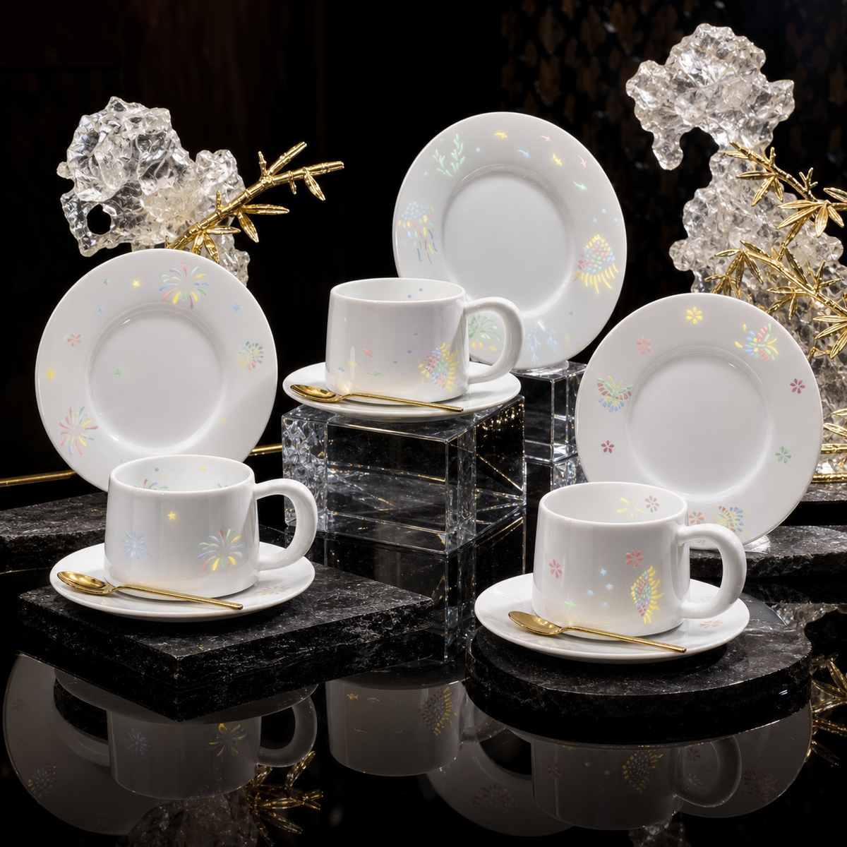 Starlight Jingdezhen Linglong Porcelain Cup Gift Set