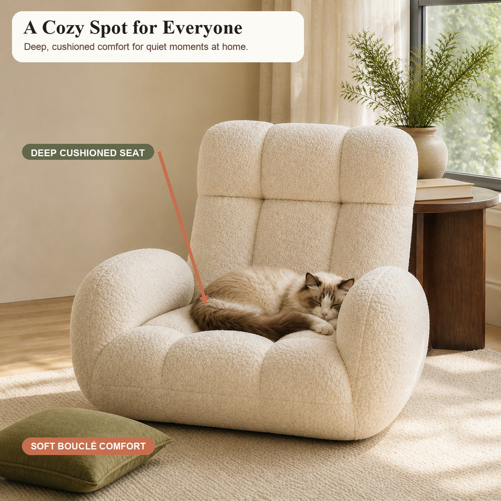 Adjustable Sherpa Floor Lounge Chair with Headrest