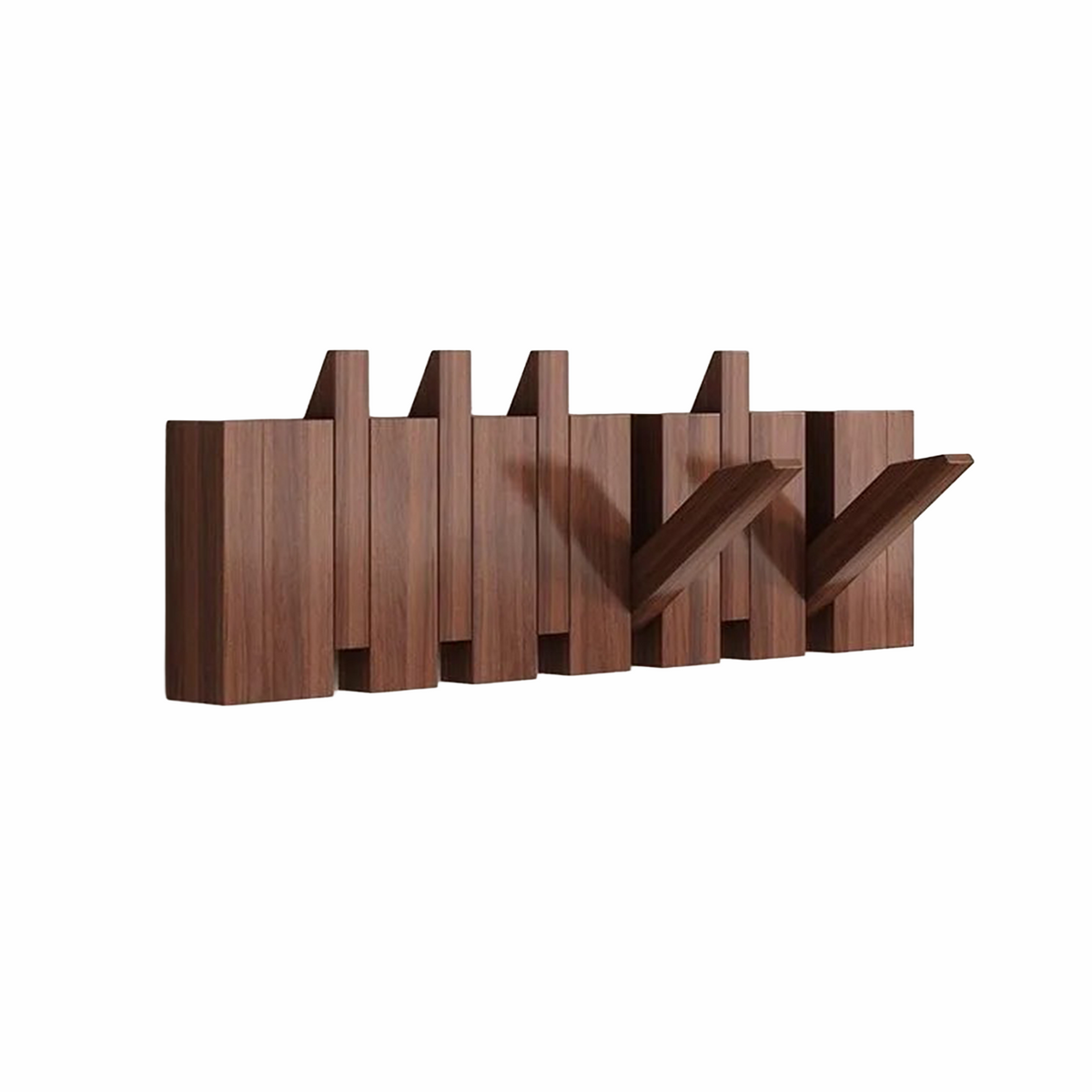 FoldArt Wooden Wall-Mounted Coat Rack with Folding Hooks