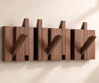 FoldArt Wooden Wall-Mounted Coat Rack with Folding Hooks