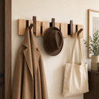 FoldArt Wooden Wall-Mounted Coat Rack with Folding Hooks