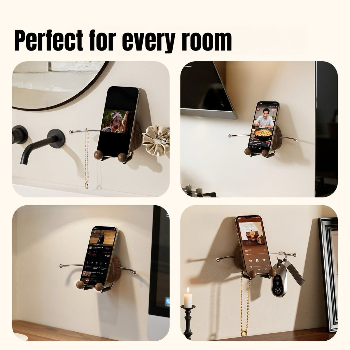 WhimPal Wall-Mounted Phone Holder & Jewelry Organizer