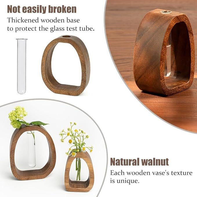HaloBloom Walnut Propagation Vase | Modern Bud Vase