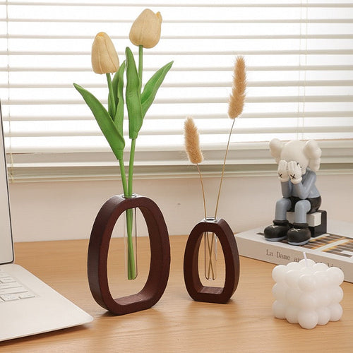 HaloBloom Walnut Propagation Vase | Modern Bud Vase