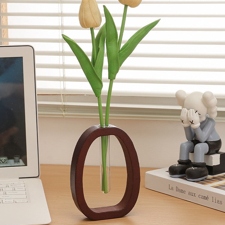 HaloBloom Walnut Propagation Vase | Modern Bud Vase
